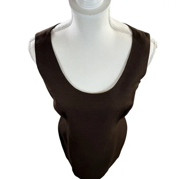 NWT Calvin Klein Classic Sheath Dress Brown 100% Cotton Lined Size 10 - Picture 4 of 10